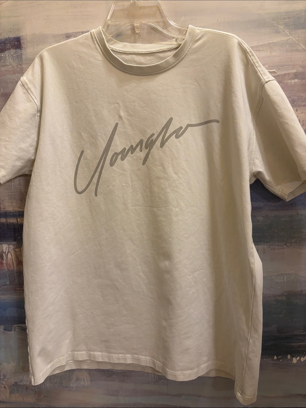 YoungLA Cream Short Sleeve Script Logo Tee